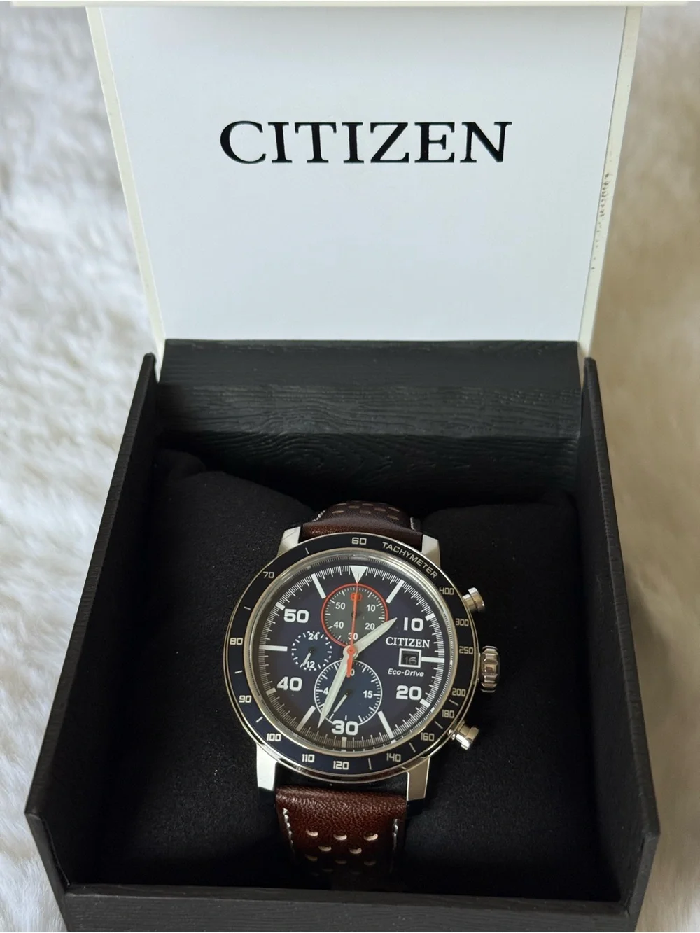 Citizen Men's 44mm Eco-Drive Brycen Leather Chronograph Watch- CA0648-09L
